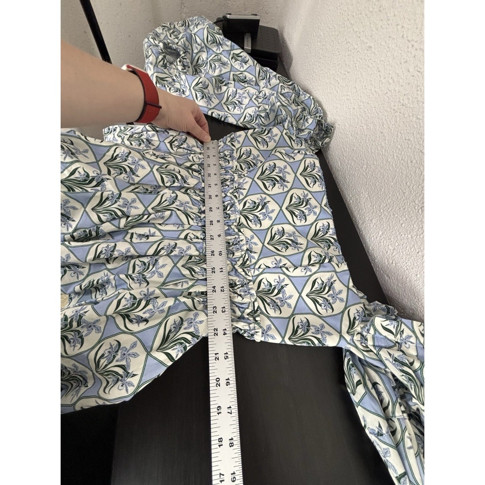 AGUA BY AGUA BENDITA Jamaica Off-The-Shoulder Balloon Floral Top L Celeste READ - Picture 12 of 16